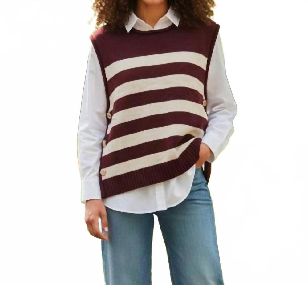 NEW SHE + SKY stripe tank top in espresso and cream